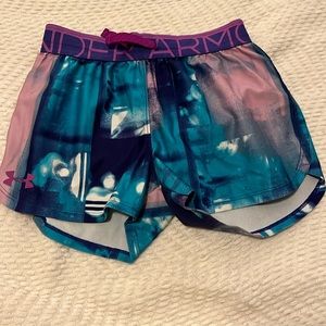 Blue and purple athletic shorts